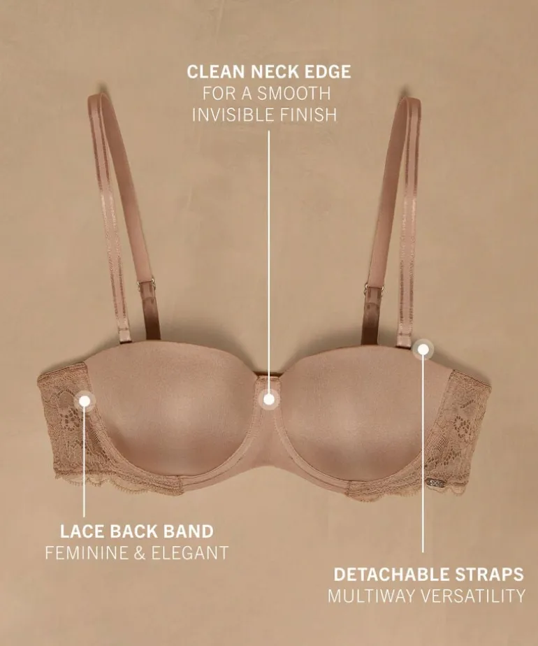 Angie Padded Strapless Underwired Bra - Beige