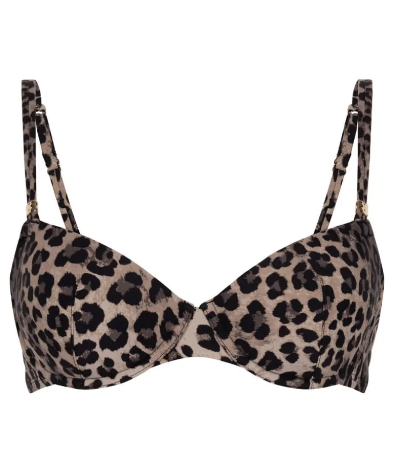 Animalia Padded Underwired Bikini Top - Brown