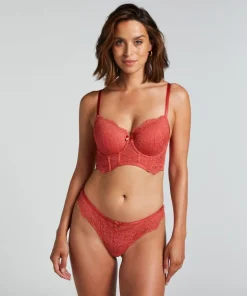Arabella padded longline underwired bra - Red
