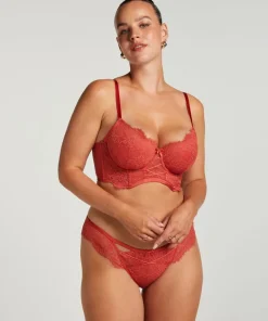 Arabella padded longline underwired bra - Red