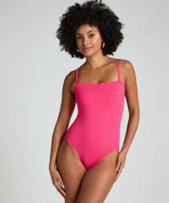 Bandeau Scallop Swimsuit - Pink