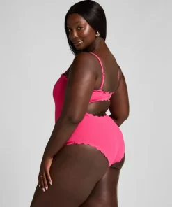 Bandeau Scallop Swimsuit - Pink