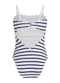 Bandeau Scallop Swimsuit - White