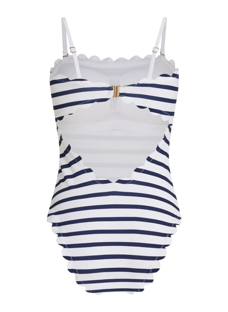 Bandeau Scallop Swimsuit - White