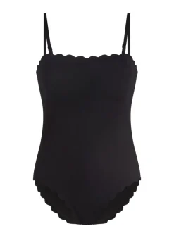Bandeau Scallop Swimsuit - Black