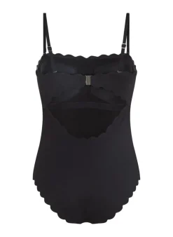 Bandeau Scallop Swimsuit - Black