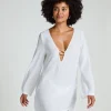 Beach Long-Sleeved Ring Dress - White