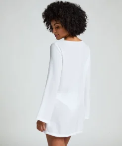 Beach Long-Sleeved Ring Dress - White
