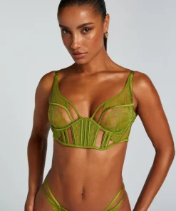 Billie Non-Padded Longline Underwired Bra - Green