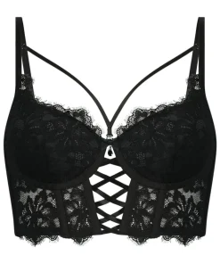Char Padded Underwired Longline Push-Up Bra - Black