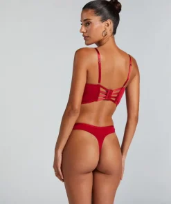 Charlotta Padded Underwired Longline Push-Up Bra - Red