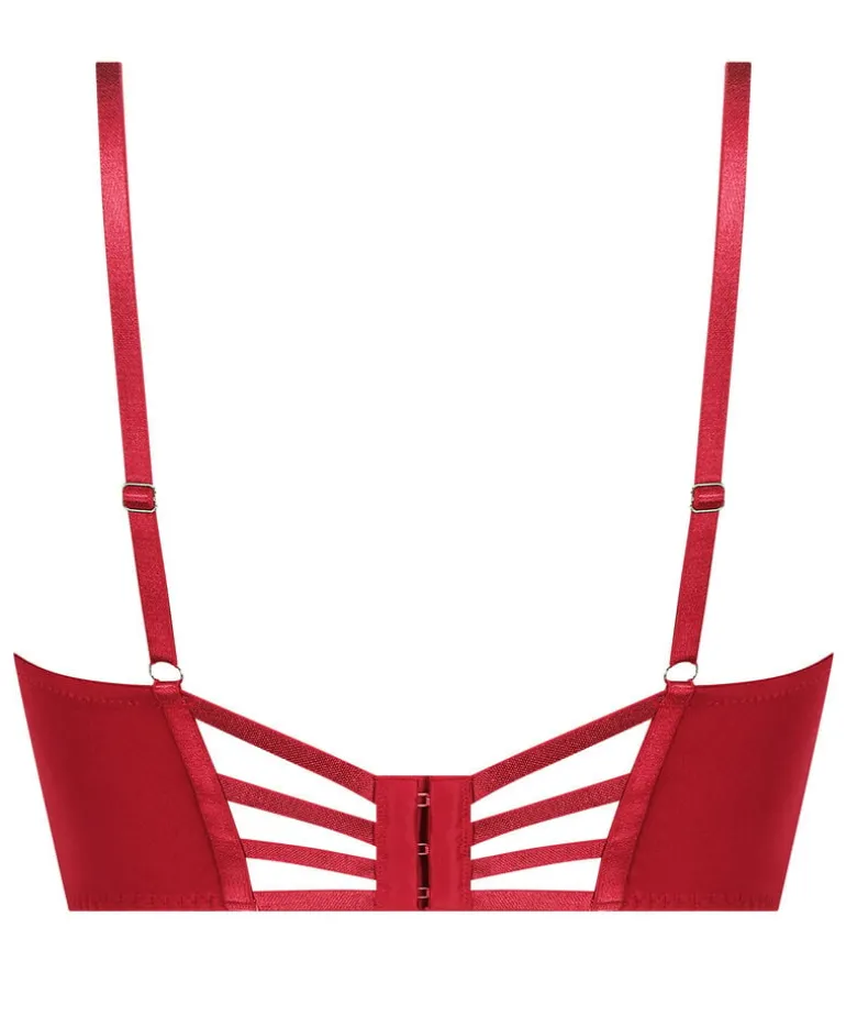 Charlotta Padded Underwired Longline Push-Up Bra - Red