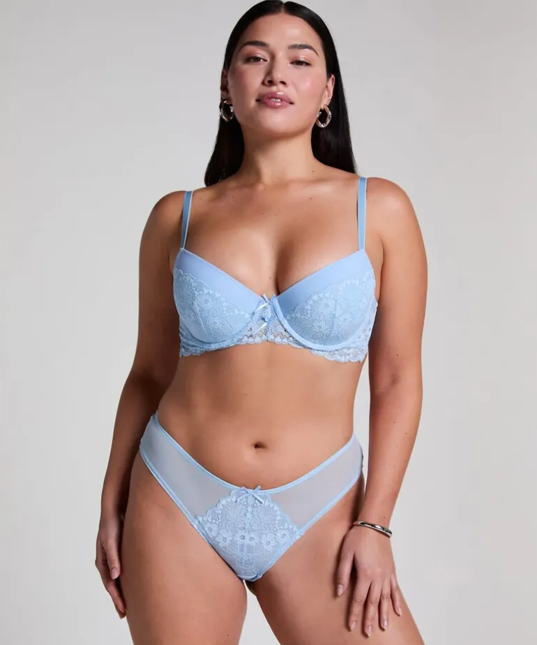 Cherry Padded Underwired Bra - Blue