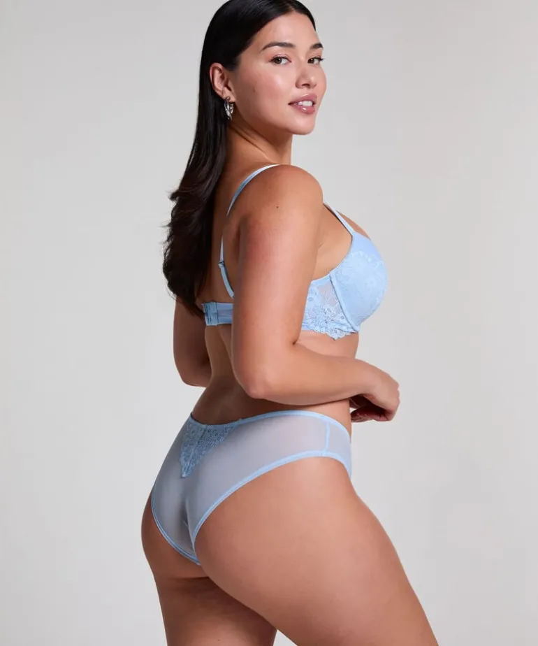 Cherry Padded Underwired Bra - Blue