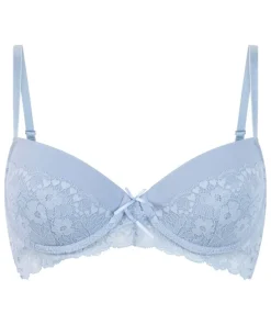 Cherry Padded Underwired Bra - Blue
