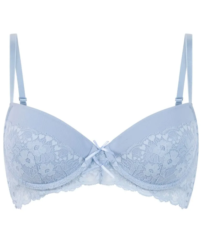 Cherry Padded Underwired Bra - Blue