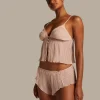 Chiffon Plisse Cami Set - Pink