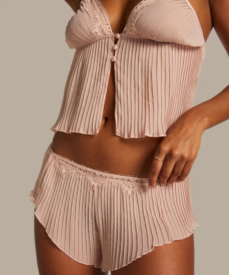 Chiffon Plisse Cami Set - Pink