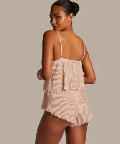 Chiffon Plisse Cami Set - Pink