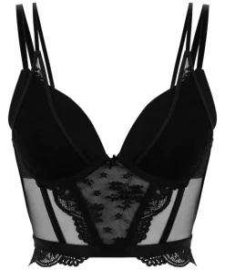 Coco Padded Underwired Longline Push-Up Bra - Black