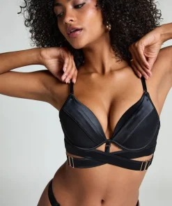 Colette Padded Underwired Push-Up Longline Bra - Black