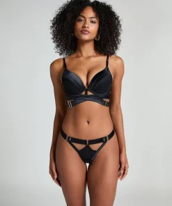 Colette Padded Underwired Push-Up Longline Bra - Black