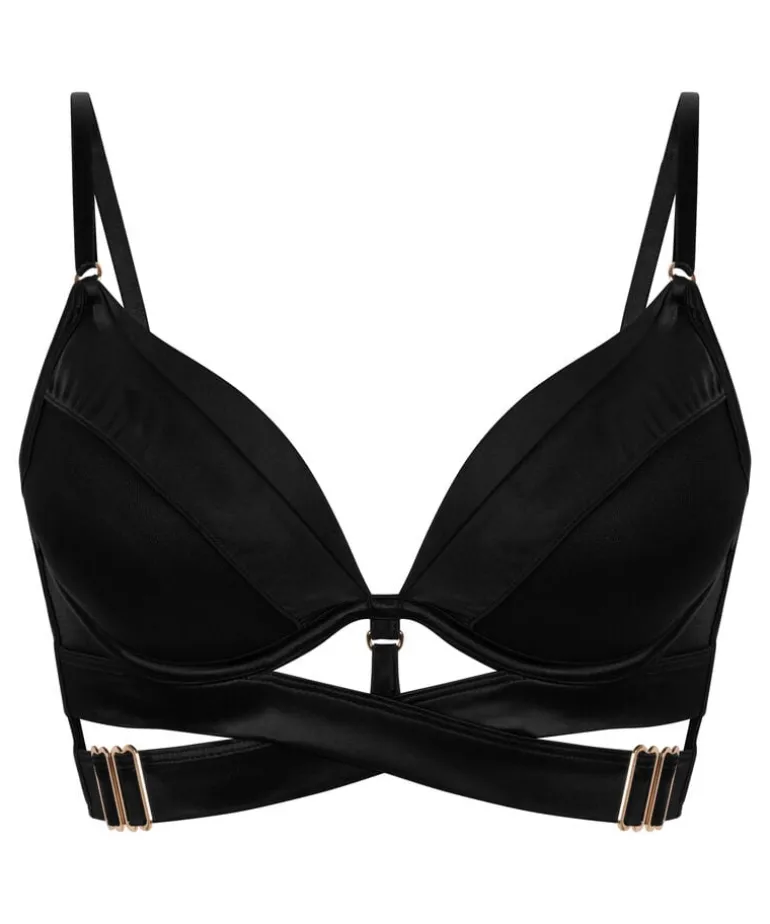 Colette Padded Underwired Push-Up Longline Bra - Black