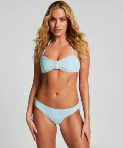 Crinkle Bandeau Bikini Top - Blue
