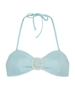 Crinkle Bandeau Bikini Top - Blue