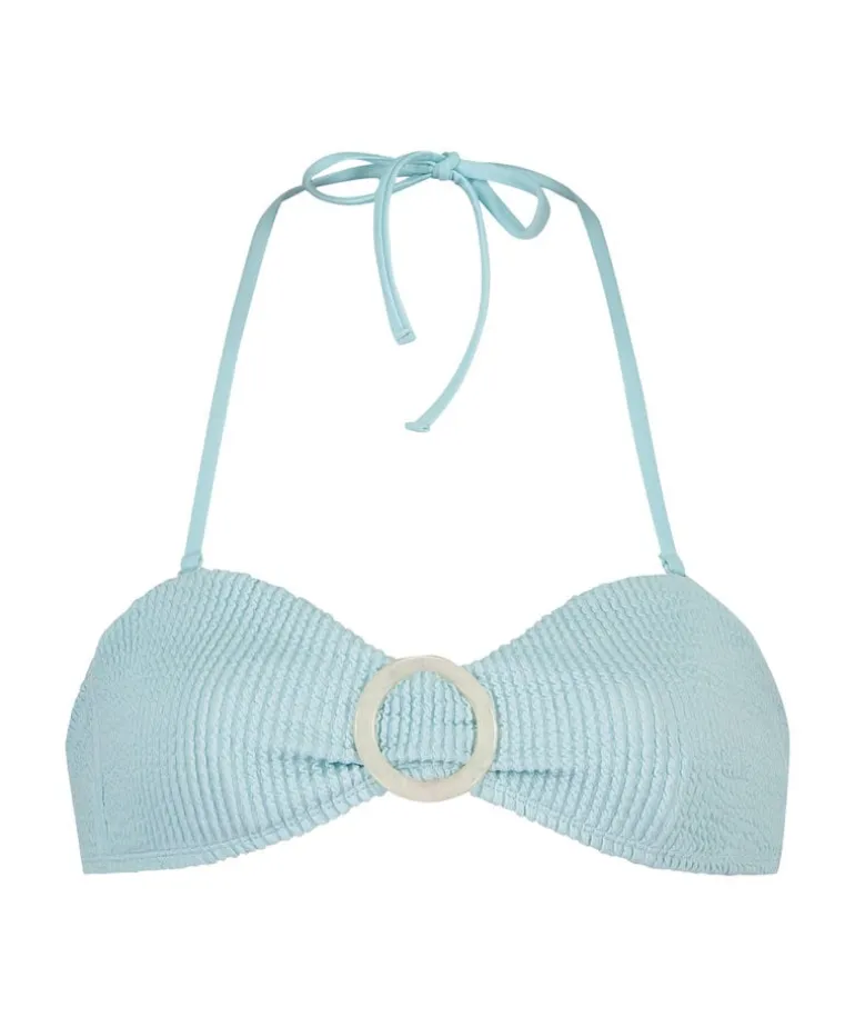 Crinkle Bandeau Bikini Top - Blue