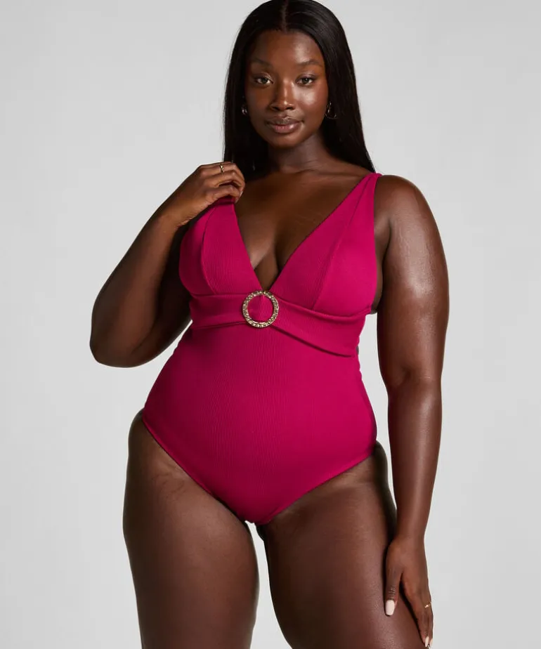 Crinkle Ring Bathingsuit - Red