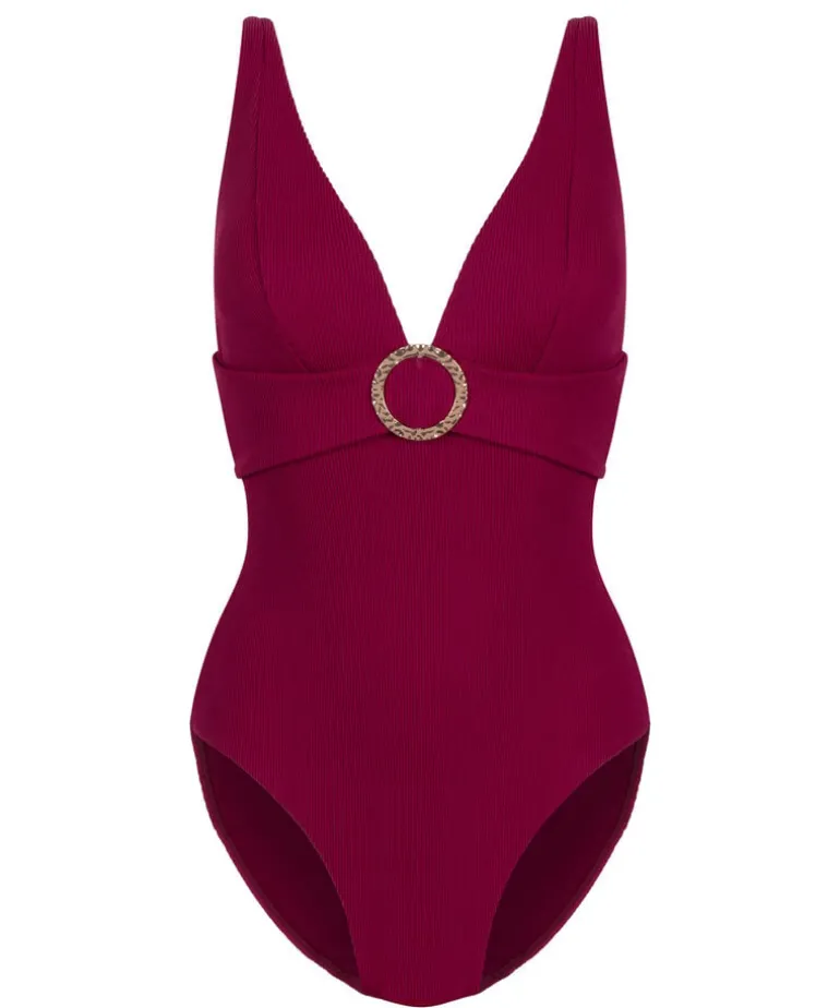 Crinkle Ring Bathingsuit - Red