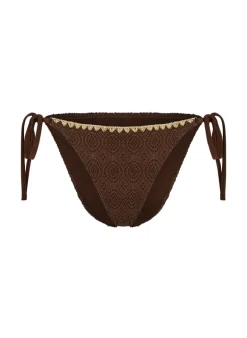 Crochet Cheeky Tanga Bikini Bottoms - Brown