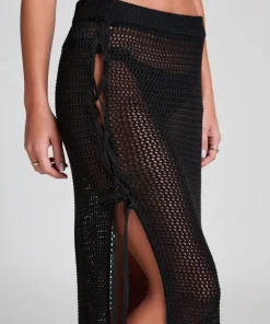 Crochet Midi Skirt - Black