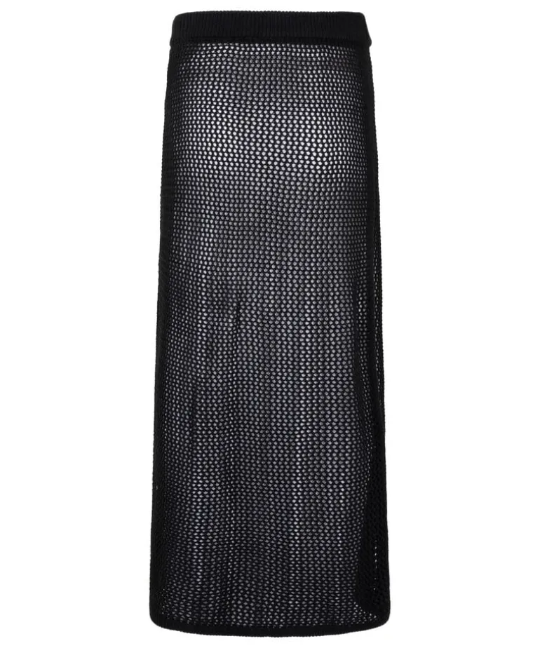 Crochet Midi Skirt - Black