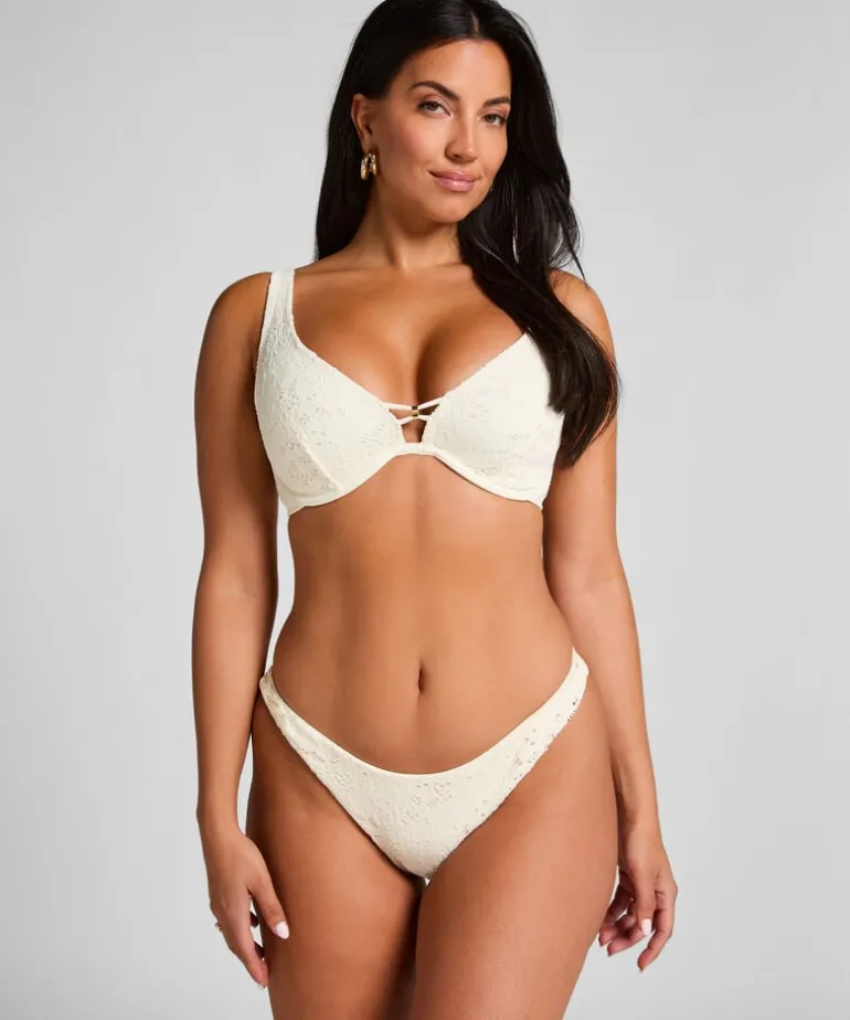 Crochet Non-Padded Underwired Bikini Top - White