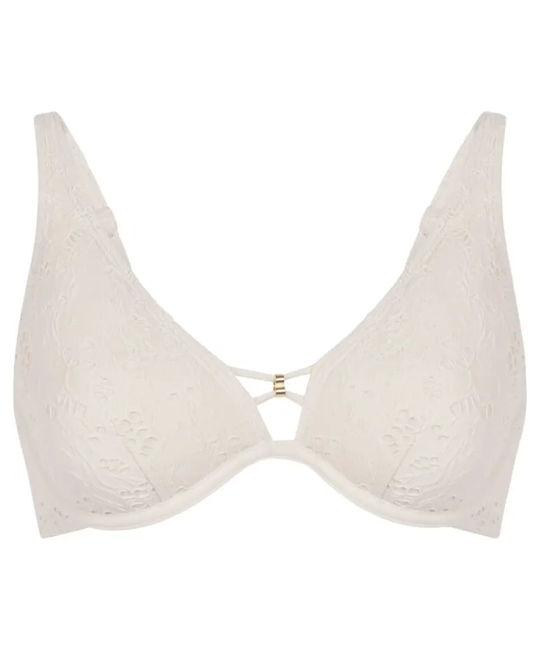 Crochet Non-Padded Underwired Bikini Top - White