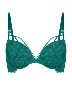 Daisy Padded Underwired Maximizer Bra - Green
