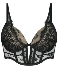 Daphne Padded Underwired Longline Push-Up Bra - Black