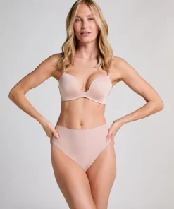 Deep-V Padded Underwired Push-Up Bra - Beige