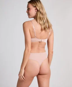 Deep-V Padded Underwired Push-Up Bra - Beige