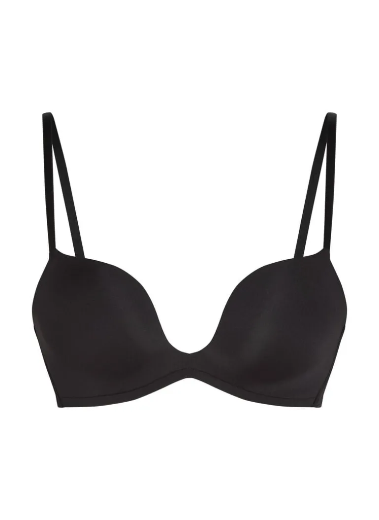 Deep-V Padded Underwired Push-Up Bra - Black