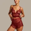 Delphine Lace Shorts - Red