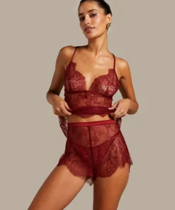 Delphine Lace Shorts - Red