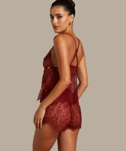 Delphine Lace Shorts - Red