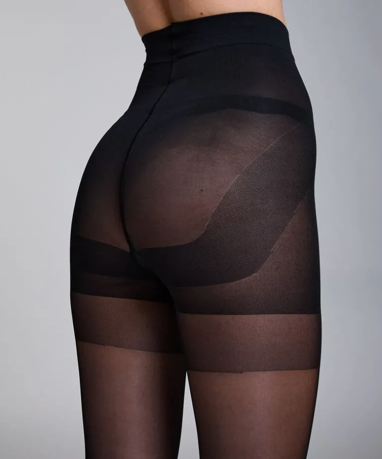 20 Denier Push-Up Tights - Black
