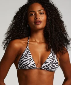 Doha Zebra Triangle Bikini Top - White