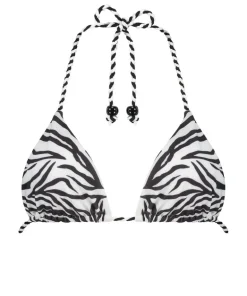 Doha Zebra Triangle Bikini Top - White