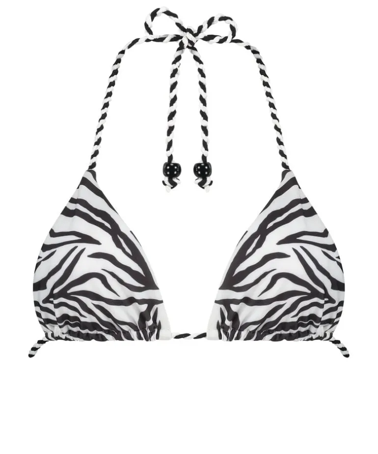 Doha Zebra Triangle Bikini Top - White