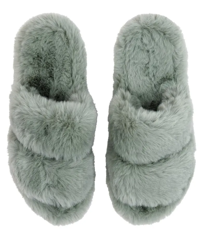 Double Strap Lady Slippers - Green
